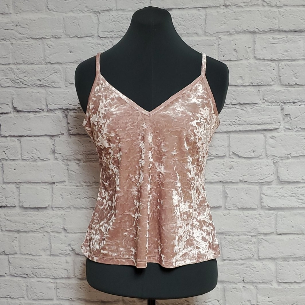 Crushed Velvet Blush Pink Tank Top